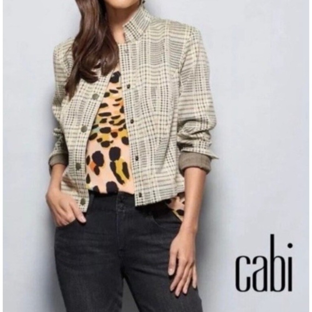 Cabi New NWT Travel Jacket #4498 Multi beige gold plaid M